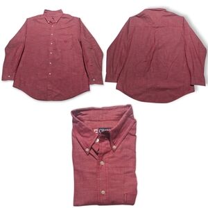 Chaps Ralph Lauren Shirt Mens L Button Down Heather Red Denim Chambray EUC